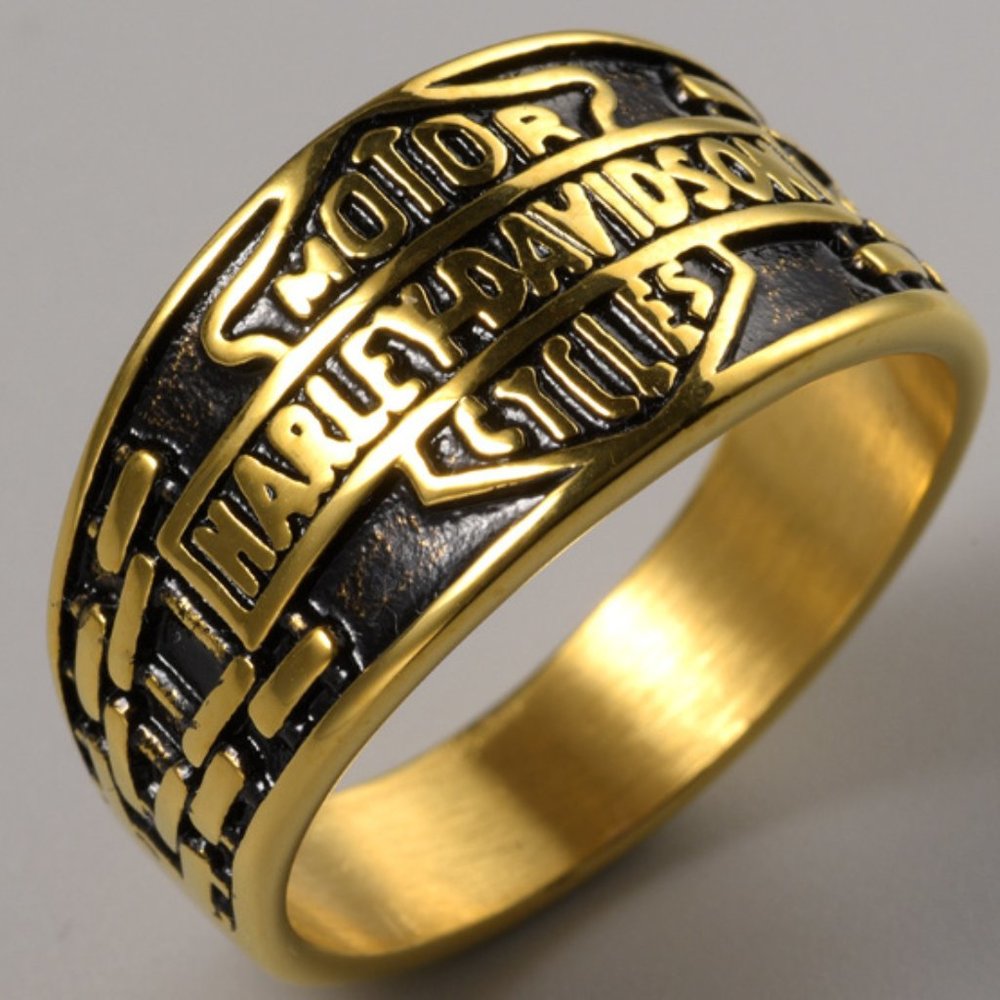 Harley Davidson Script Biker Motorcycle Heavy Metal Ring - Picture 4 of 8